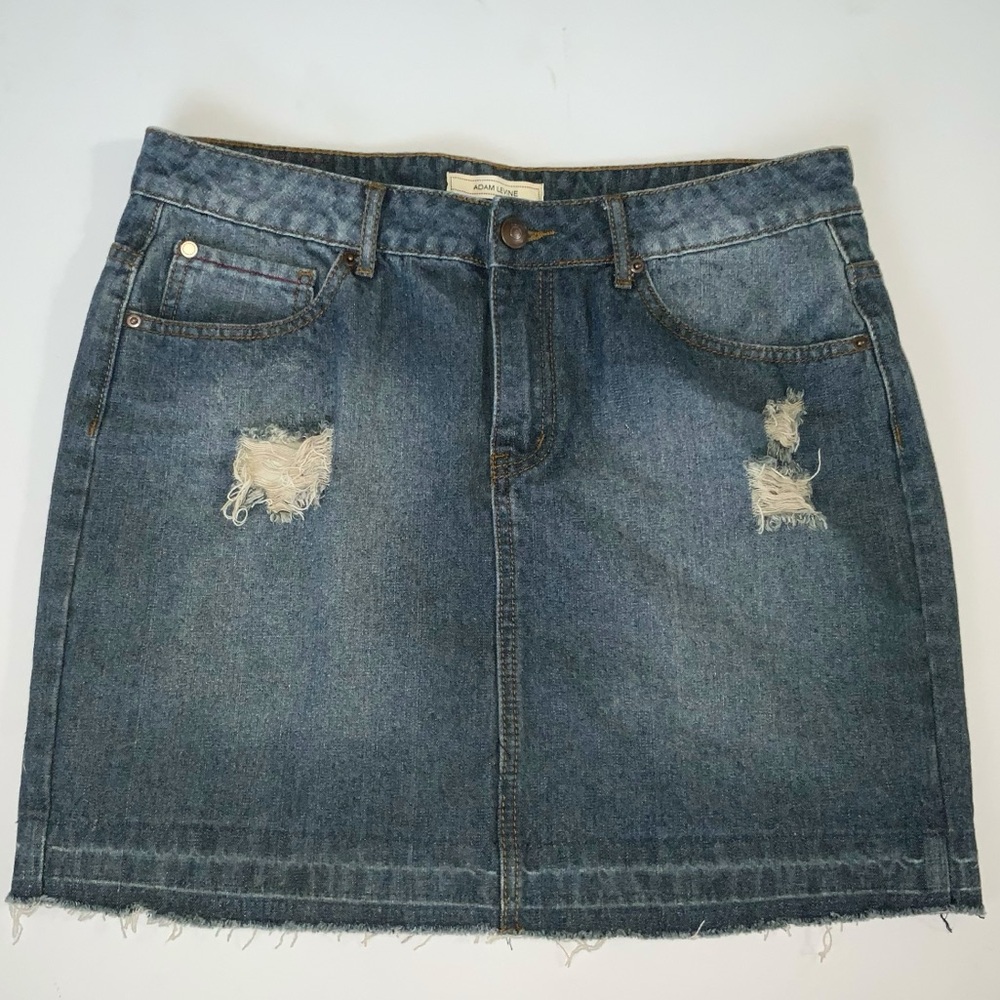 Adam Levine Blue Distressed  Denim Mini Skirt Size 30
